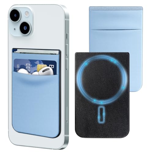 CloudValley Magnetische Wallet MagSafe, [mit Einem Ersatzset] Handy Kartenhalter für iPhone 15 Pro Max/ 14 Plus/ 13 Mini/12 Hülle Zubehör, Blau von CloudValley