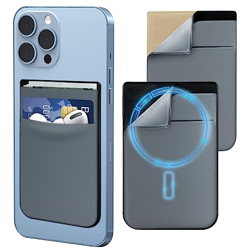 CloudValley Magnetische Wallet MagSafe, [mit Einem Ersatzset] Handy Kartenhalter für iPhone 15 Pro Max/ 14 Plus/ 13 Mini/12 Hülle Zubehör, DunkelGrau von CloudValley