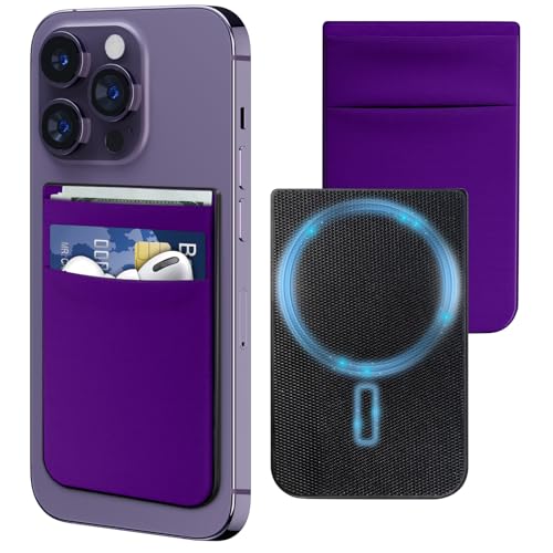 CloudValley Magnetische Wallet MagSafe, [mit Einem Ersatzset] Handy Kartenhalter für iPhone 15 Pro Max/ 14 Plus/ 13 Mini/12 Hülle Zubehör, DunkelLila von CloudValley
