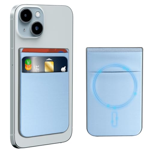 CloudValley Magnetische Wallet für MagSafe, Handy Kartenhalter für iPhone 15 Pro Max/ 14 Plus/ 13/12, Magnet Hülle Zubehör Card Holder, LichtBlau von CloudValley