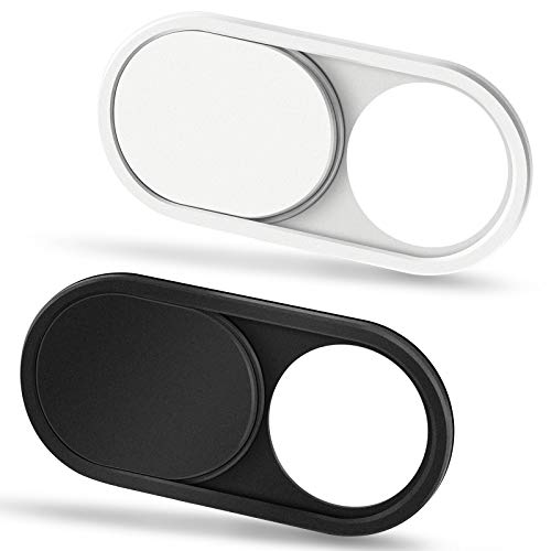 CloudValley Metall Webcam Abdeckung, 0.6mm Ultra-Dünn Metall Slider Kamera Cover Zubehör für Laptop, MacBook Pro*, MacBook Air, iPad Air, Handy, Tablet, Mac, PC, [1 Schwarz + 1 Weiß] von CloudValley
