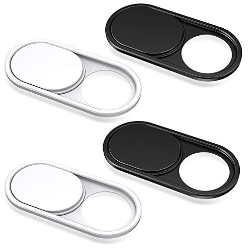CloudValley Metall Webcam Abdeckung, 0.6mm Ultra-Dünn Metall Slider Kamera Cover Zubehör für Laptop, MacBook Pro*, MacBook Air, iPad Air, Handy, Tablet, Mac, PC, [2Schwarz + 2Weiß] von CloudValley
