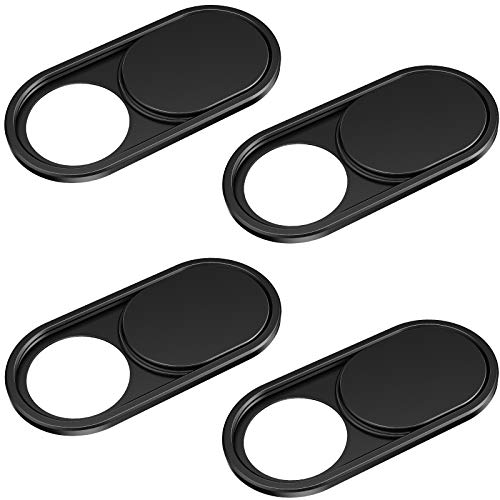 CloudValley Metall Webcam Abdeckung, 0.6mm Ultra-Dünn Metall Slider Kamera Cover Zubehör für Laptop, MacBook Pro*, MacBook Air, iPad Air, Handy, Tablet, Mac, PC, 4Pcs Schwarz von CloudValley