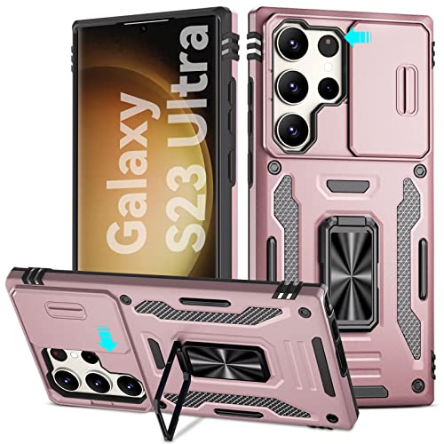 CloudValley für Samsung Galaxy S23 Ultra Hülle mit Kameraschutz & Ständer, Schlanke Passform & Schützende Case, Kamera Schutzhülle Handyhülle für Galaxy S23 Ultra 5G 6.8 Zoll 2023 Release - Rosa von CloudValley