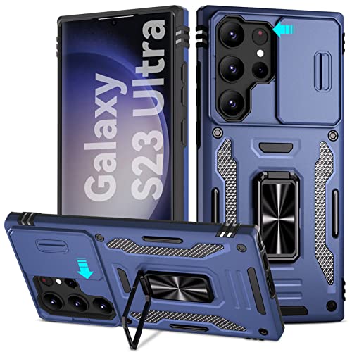 CloudValley für Samsung Galaxy S23 Ultra Hülle mit Kameraschutz & Ständer, Schlanke Passform & Schützende Case, Kamera Schutzhülle Handyhülle für Galaxy S23 Ultra 5G 6.8 Zoll 2023 Release - Blau von CloudValley