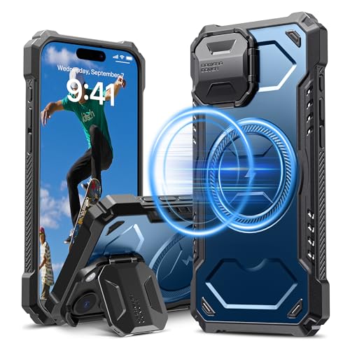 CloudValley für iPhone 16 Pro Max Magnetic Case mit Kameraabdeckung Kickstand, [Kompatibel mit MagSafe] Heavy Duty, Military Drop Protection Shockproof Protective Case 2024 6,9 Zoll,Blau von CloudValley
