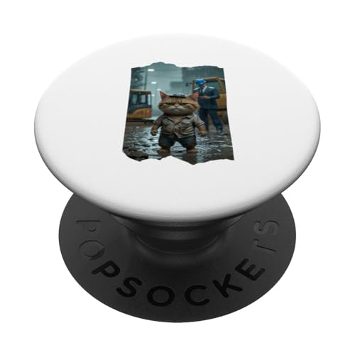 Bauarbeiter Katze PopSockets Klebender PopGrip von Cloudcoast.store