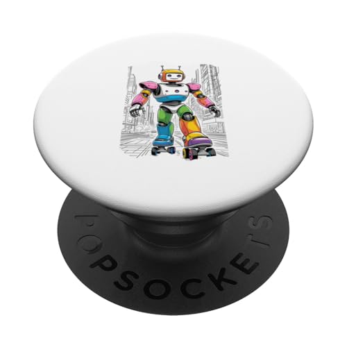 Bunter Roboter PopSockets Klebender PopGrip von Cloudcoast.store