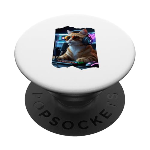 DJ Katze PopSockets Klebender PopGrip von Cloudcoast.store