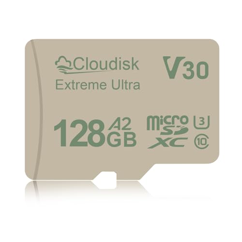 Cloudisk 128GB Micro SD Karte U3 90MB/S V30 Extreme Ultra C10 A2 MicroSDXC UHS-I für Kamera, DVR, Tablet PC und Handy von Cloudisk
