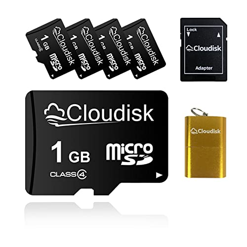 Cloudisk 5Pack 1GB Micro SD Karte 1 GB MicroSD Speicherkarte Class4 mit SD Adapter und Kartenleser, Bulk Sale 5pcs von Cloudisk