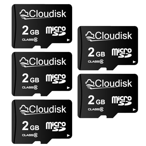 Cloudisk 5Pack 2GB Micro SD Karte 2 GB MicroSD Speicherkarte Class6 mit Kartenleser und SD Adapter, Bulk Sale von Cloudisk