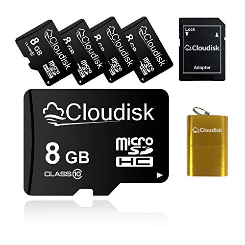 Cloudisk 5er-Pack Micro SD-Karte mit MicroSD Adapter Card Reader-Speicherkarte (8GB) von Cloudisk