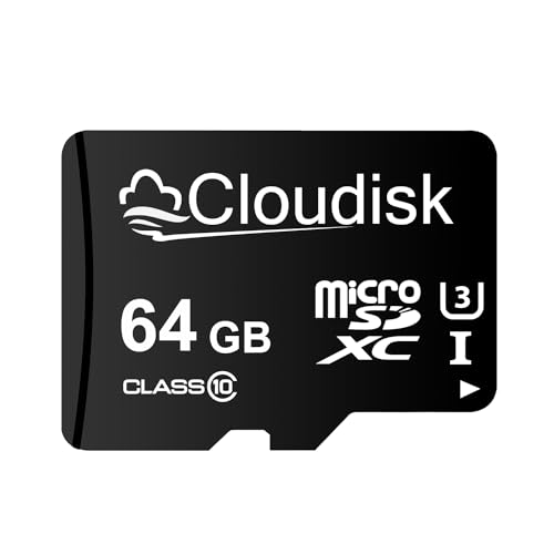 Cloudisk 64GB Micro SD Karte microSDXC UHS-I Flash Speicherkarte, C10, U3, Full HD, 4K UHD, High Speed TF Karte von Cloudisk