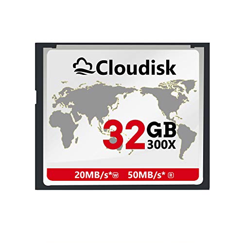 Cloudisk Compact Flash Card 32GB 300X CF 2.0 Kartenleistung für DSLR Kamera, Vintage Digitalkamera und Industrie Ausrüstung (32GB CompactFlash) von Cloudisk