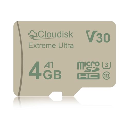 Cloudisk Micro SD Karte 4GB U3 V30 Extreme Ultra MicroSDHC C10 A1 UHS-I für Kamera, DVR, Tablet PC und Handy (4GB, 1 Stück) von Cloudisk