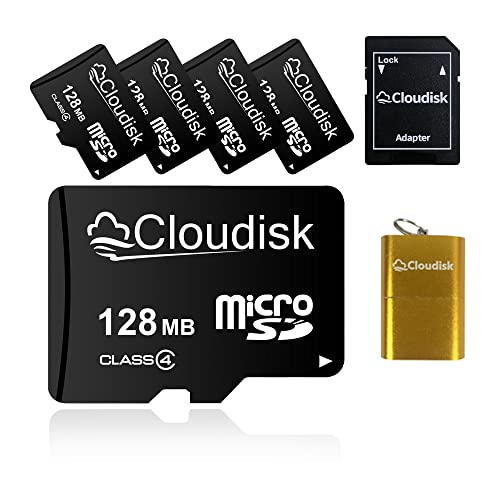 Cloudisk Micro SD-Karte mit Kleiner Kapazität, 5 Stück, 128 MB (Nicht GB) mit MicroSD-Adapter, Kartenleser, Speicherkarte für kleine Daten, Dateien, Werbung oder Promotion (zu klein für alle Videos) von Cloudisk