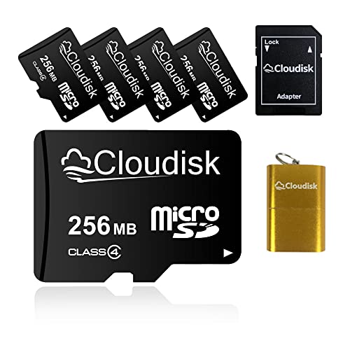 Cloudisk Micro SD-Karte mit Kleiner Kapazität, 5 Stück, 256MB (Nicht GB) mit MicroSD-Adapter, Kartenleser, Speicherkarte für kleine Daten, Dateien, Werbung oder Promotion (zu klein für alle Videos) von Cloudisk