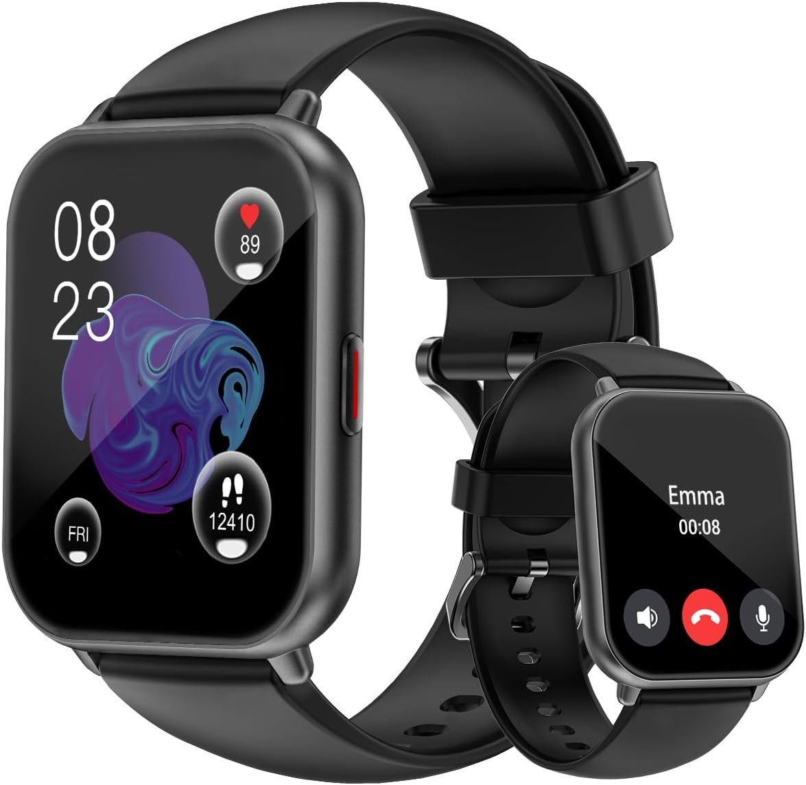 Cloudpoem Intelligente Benachrichtigungen Smartwatch (1,85 Zoll, Android, iOS), Telefonfunktion,SpO2-Überwachung Pulsuhr Schlafmonitor Schrittzähler von Cloudpoem