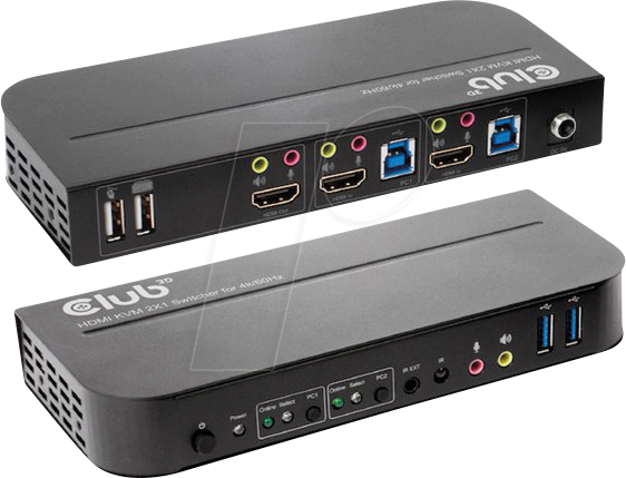 C3D CSV-1382 - 2-Port KVM Switch, HDMI, USB, Audio von Club 3D