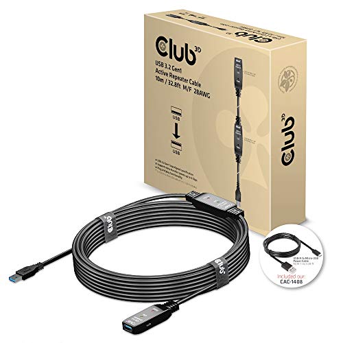 CLUB3D USB 3.2 Gen1 Active Repeater Cable 10m / 32.8ft M/F 28AWG von Club 3D