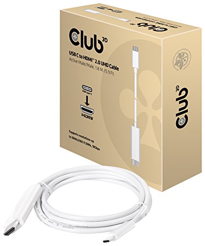 Club 3D CAC-1514 USB C auf HDMI 2.0 UHD Kabel, Aktiv 1, 8m Weiß Club 3D CAC-1514 USB C auf HDMI 2.0 UHD Kabel, Aktiv 1, 8m Weiß von Club 3D