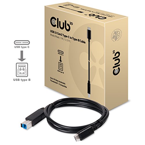 Club 3D CAC-1524 USB 3.1 G2 Type-C Stecker auf Type-B Stecker Kabel, 1m schwarz Club 3D CAC-1524 USB 3.1 G2 Type-C Stecker auf Type-B Stecker Kabel, 1m schwarz von Club 3D