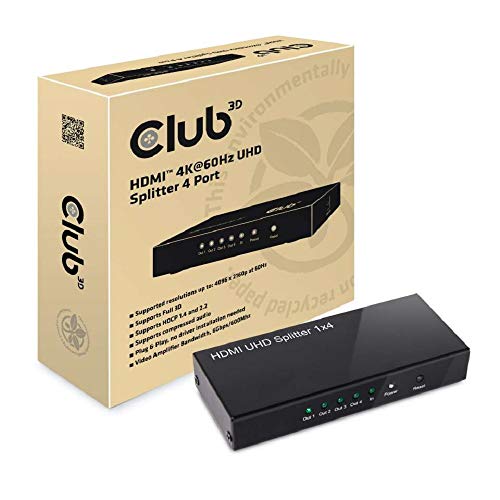 Club 3D CSV-1380 HDMI Splitter 1 Eingang auf 4 Ausg. 4K60Hz UHD retail Schwarz von Club 3D