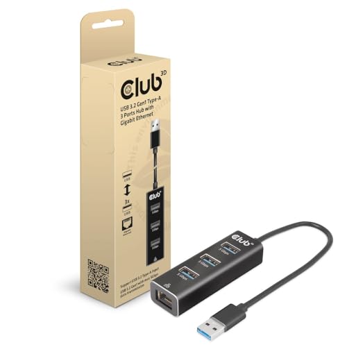 Club 3D CSV-1430A USB 3.2 Gen1 Typ-A, 3 Ports Hub mit Gigabit Ethernet von Club 3D