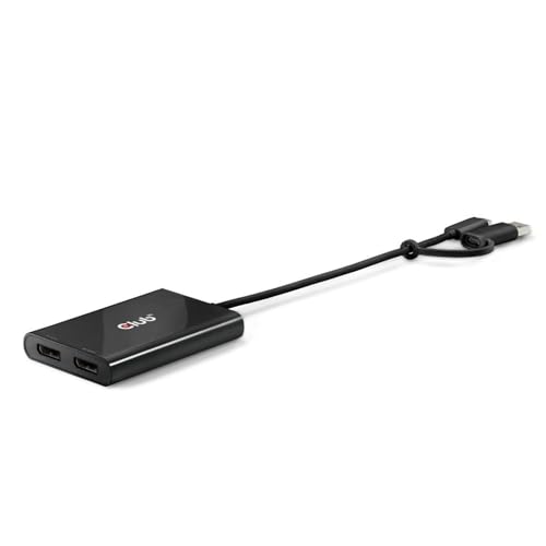 Club 3D CSV-1478 USB-Typ-C (mit USB-Typ-A-Adapter) auf Dual-DisplayPort™ (4K60Hz) Video-Splitter von Club 3D