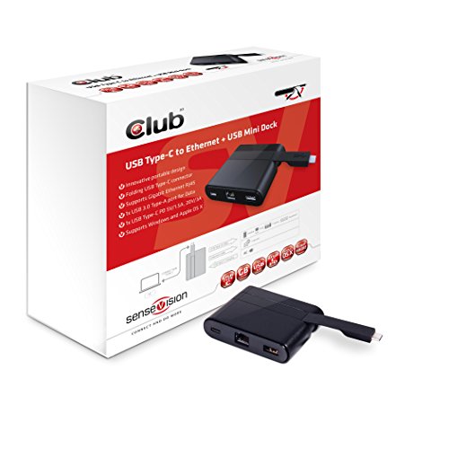 Club 3D CSV-1530 Adapter, USB 3.0 Typ C auf LAN/USB 3/USB-C MiniDock schwarz von Club 3D