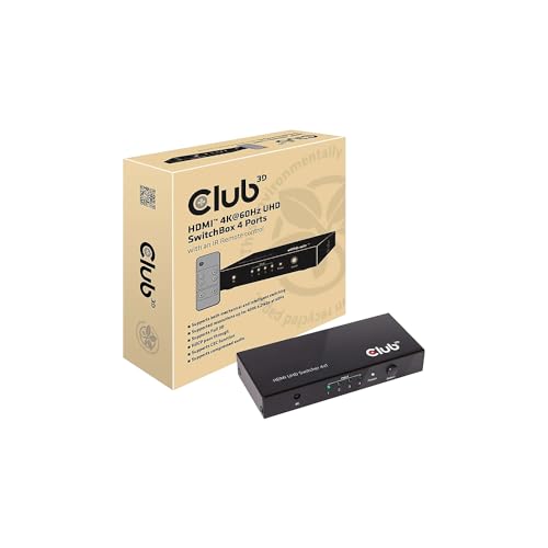 Club 3D HDMI 2.0 UHD Switchbox 4 ports 4K 60Hz, CSV-1370, schwarz von Club 3D