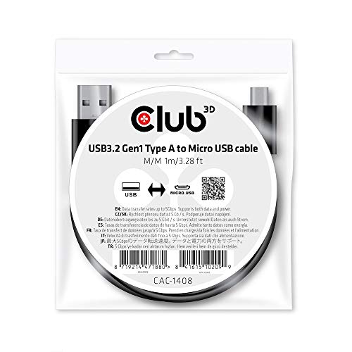 Club 3D USB 3.2 Gen1 Typ-A auf Micro USB Kabel St./St. 1m von Club 3D