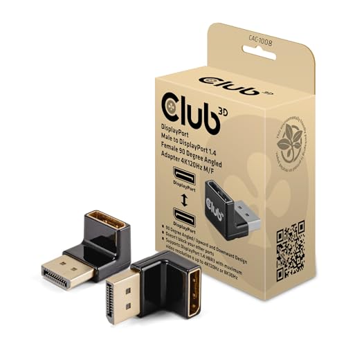 Club3D CAC-1008 DisplayPort Stecker auf DisplayPort 1.4 Buchse 90 Grad abgewinkelter Adapter 4K120Hz M/F Club3D CAC-1008 DisplayPort Stecker auf DisplayPort 1.4 Buchse 90 Grad abgewinkelter Adapter 4K120Hz M/F von Club 3D