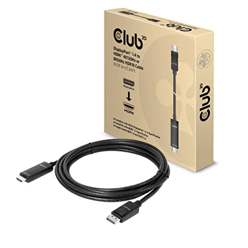 Club3D CAC-1087 DisplayPort 1.4 auf HDMI 4K120Hz oder 8K60Hz HDR10 Kabel 3m St./St. von Club 3D