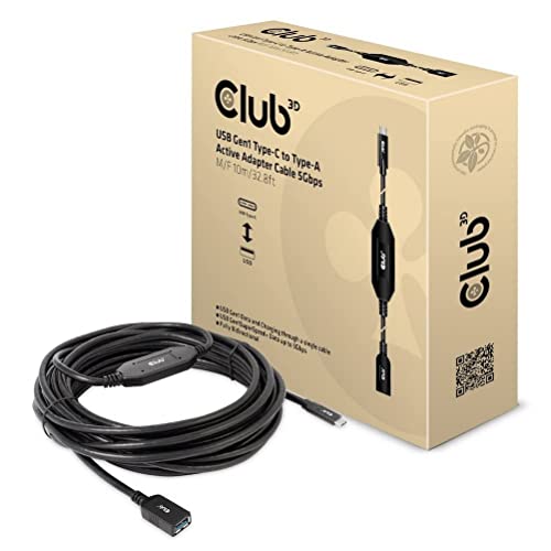 Club3D CAC-1538 USB Gen1 Typ-C auf Typ-A aktives Adapter-Kabel 5Gbps St./B 10 Meter von Club 3D