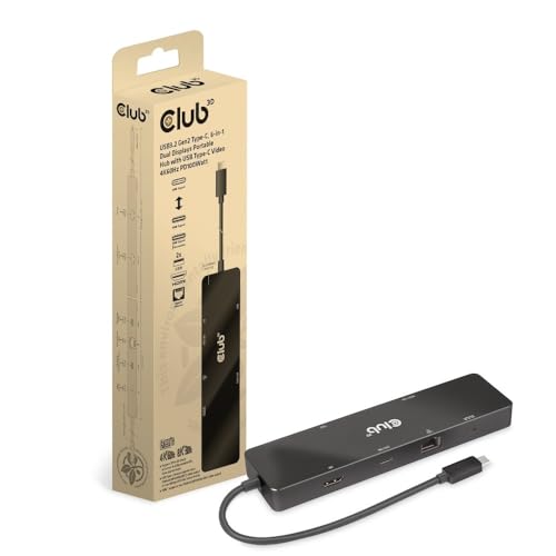 Club3D CSV-1584 6-in-1 USB3.2 Gen2 Typ-C Dual Displays Portable Dock mit USB Typ-C Video 4K60Hz von Club 3D