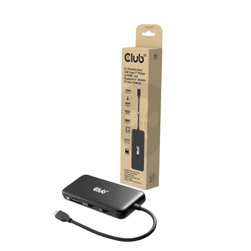 Club3D CSV-2551 8-1 Tragbare USB Type-C® Dock 10 Gbit/s auf HDMI™ und DisplayPort™ 8K30Hz PD Max.100Watt von Club 3D