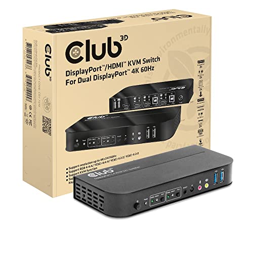 Club3D CSV-7210 DisplayPort™/HDMI™ KVM Switch auf Dual DisplayPort™ 4K 60Hz von Club 3D