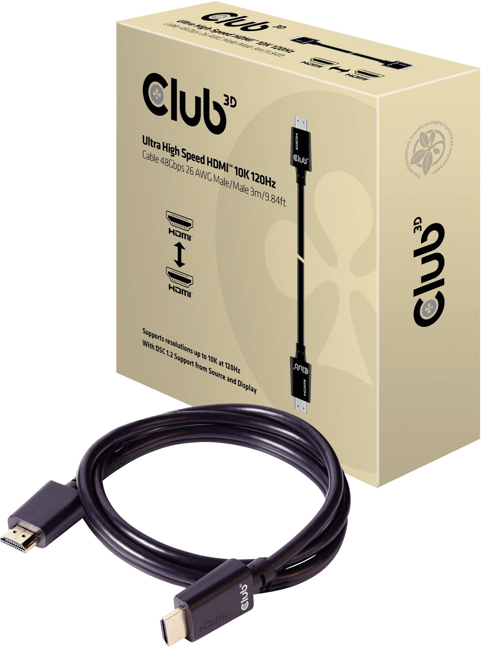 Club3D HDMI-Kabel A -> A 2.1 Ultra High Speed 10K HDR 3m retail Club3D HDMI-Kabel A -> A 2.1 Ultra High Speed 10K HDR 3m retail von Club 3D