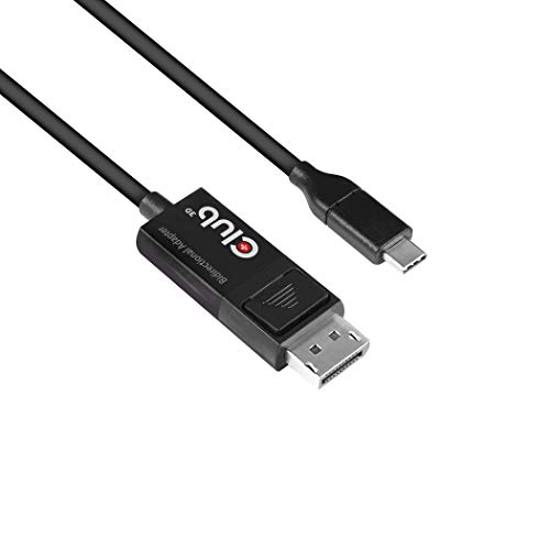 Club3D USB C auf DisplayPort Kabel 1.4 8K 60Hz, 4K 120Hz und Displayport auf USB C bidirektional, 1,8 m HDR-Unterstützung von Club 3D