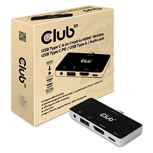 USB Typ C 4-in-1 Hub auf HDMI 4K60Hz USB Typ C PD / USB Typ A / Audio Buchse USB Typ C 4-in-1 Hub auf HDMI 4K60Hz USB Typ C PD / USB Typ A / Audio Buchse von Club 3D