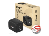 CLUB3D Reiseladegerät PPS 65Watt GAN-Technologie, Dreifachanschluss (2x USB Typ-C + USB Typ-A) Power Delivery (PD) 3.0 Unterstützung, Indoor, AC, 20 V, 20 A, 1 m, Schwarz von Club-3d