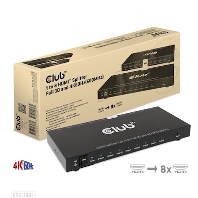 Club 3D 1 auf 8 HDMI™ Splitter Full 3D und 4K60Hz(600MHz) von Club3D