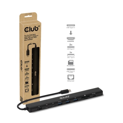 Club 3D 10-1 Hub USB Typ-C® 10Gbps auf HDMI™ 8K30Hz PD3.1 Max.140Watt von Club3D