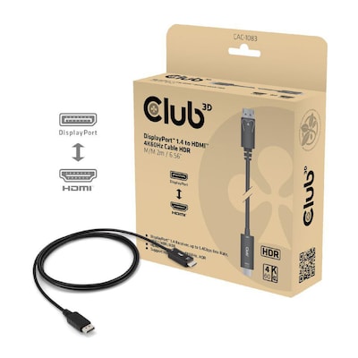 Club 3D Adapterkabel DisplayPort 1.4 zu HDMI 4K60Hz mit HDR St./St. 2m schwarz Club 3D Adapterkabel DisplayPort 1.4 zu HDMI 4K60Hz mit HDR St./St. 2m schwarz von Club3D