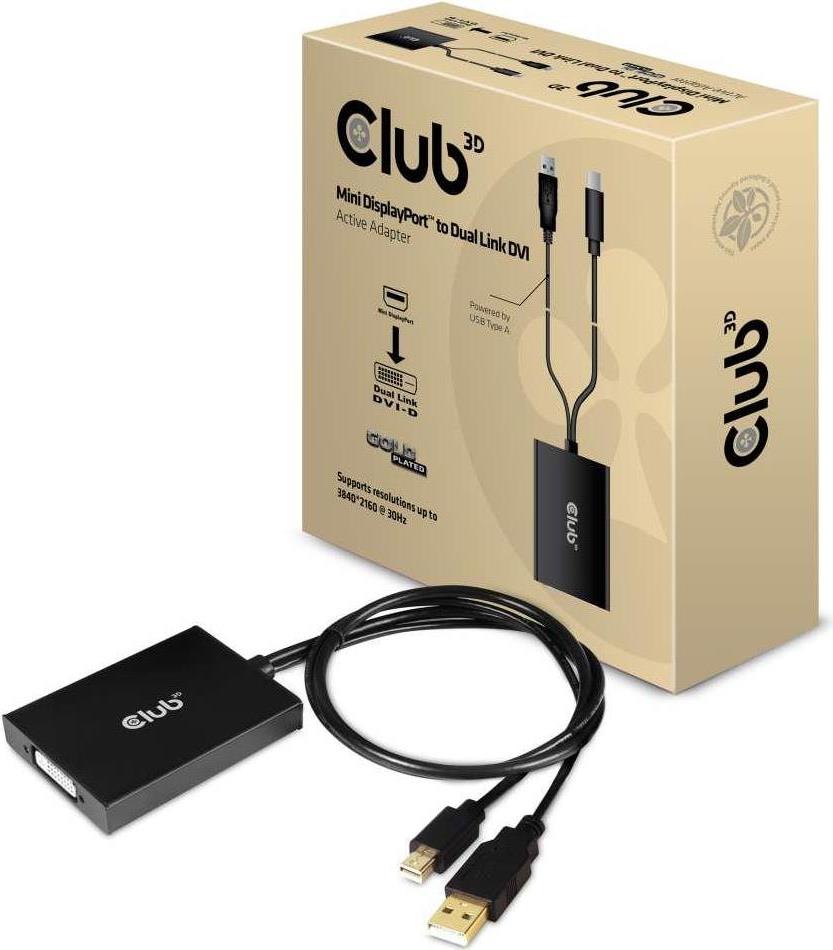 Club 3D CAC-1130 - Videoschnittstellen-Converter - Dual Link - Mini DisplayPort / DVI / USB - USB (nur Strom), Mini DisplayPort (M) bis DVI-I (W) - 60cm - 4K Unterstützung (CAC-1130) von Club3D