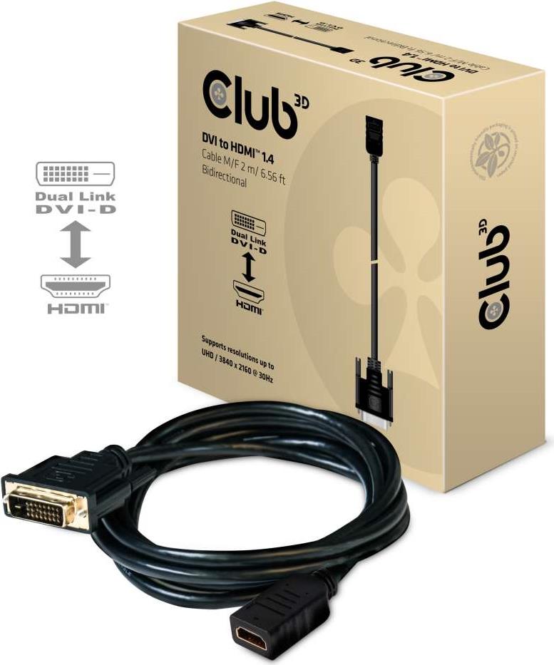 Club 3D CAC-1211 - Videokabel - Dual Link - HDMI / DVI - DVI-D (M) bis HDMI (W) - 2 m (CAC-1211) von Club3D