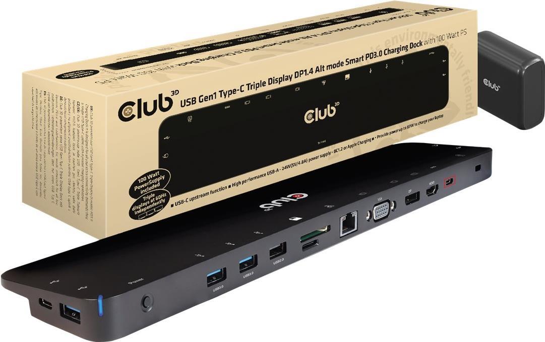 Club 3D CSV-1565 - Dockingstation - USB-C - VGA, HDMI, DP - GigE - 100 Watt Club 3D CSV-1565 - Dockingstation - USB-C - VGA, HDMI, DP - GigE - 100 Watt von Club3D