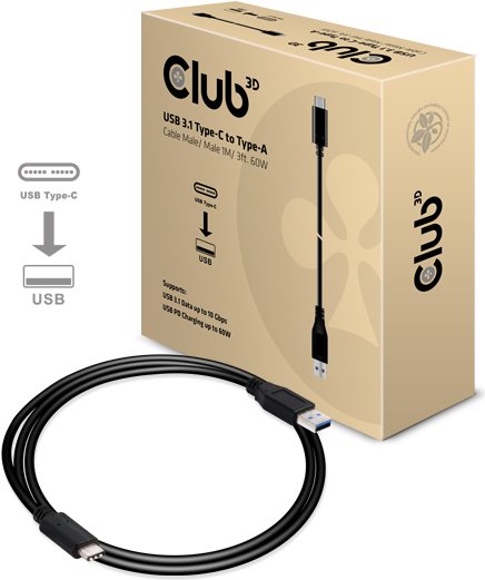Club 3D Club3D USB 3.1 Typ C Anschlusskabel > Typ A PowerDeliv.St/St retail (CAC-1523) von Club3D